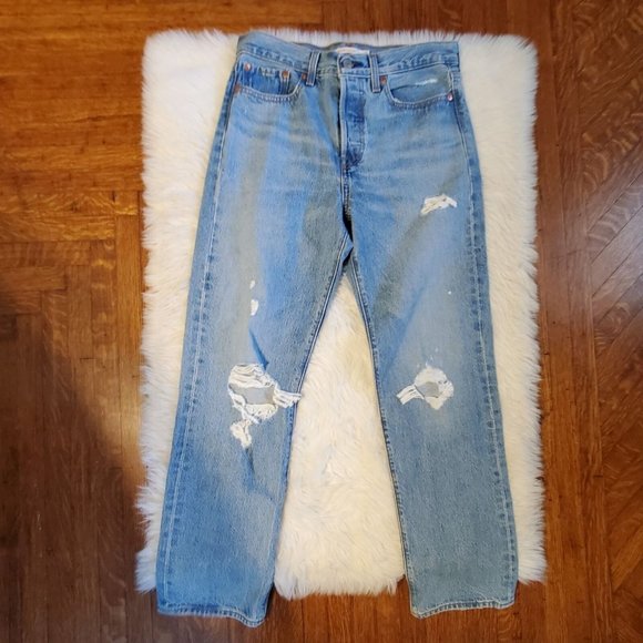 Levi's Denim - Levis Premium Wedgie straight jeans womens 28 buttonfly distressed